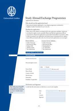 Leiden University Study Abroad Application Form