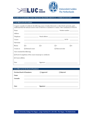 Request Transfer Credits Form