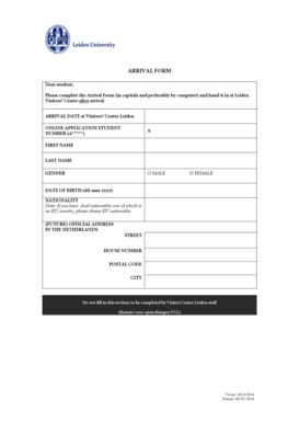 Arrival Form for Students