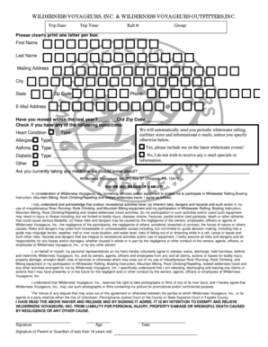 Wilderness Voyageurs Liability Waiver