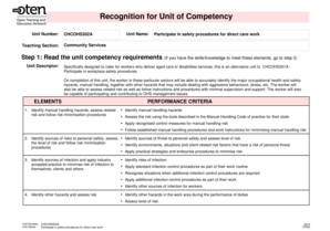 Unit Competency Recognition Form