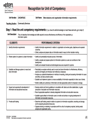 Community Services Information Requirements Form