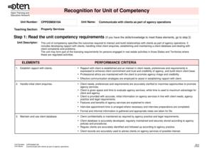 Unit of Competency Recognition Form
