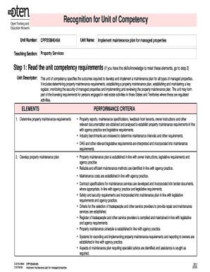Property Maintenance Plan Implementation Form
