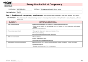 NSWTEGL201A Unit Recognition Form