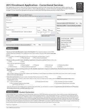 2012 Correctional Services Enrolment Application