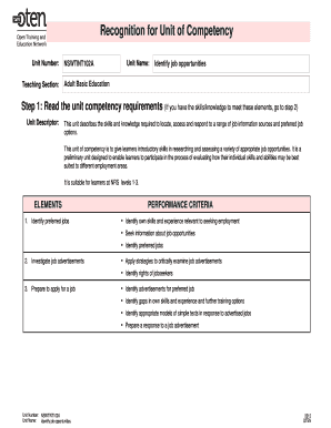Job Opportunity Identification Form