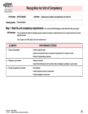 Job Application and Interview Recognition Form