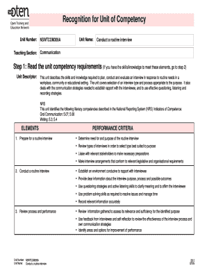 Conduct a Routine Interview Form