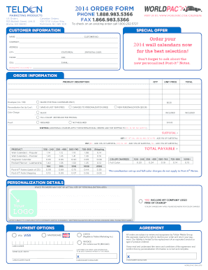 2014 Worldpac Order Form