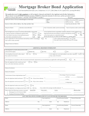 Mortgage Broker Bond Application