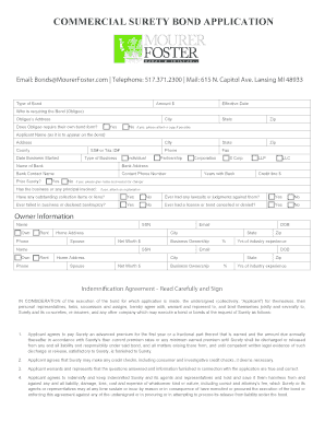 Commercial Surety Bond Application