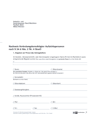 Nachweis Vertretungsberechtigter Aufsichtspersonen