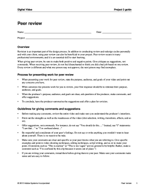 Digital Video Project Peer Review Guide