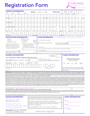 Y-ME Race Registration Form