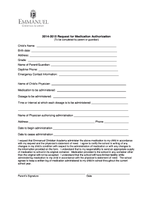 Request for Medication Authorization
