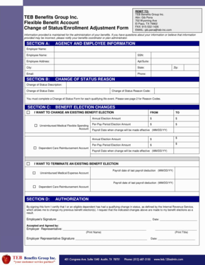 Change of Status/Enrollment Adjustment Form