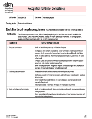 Unit Competency Recognition Form