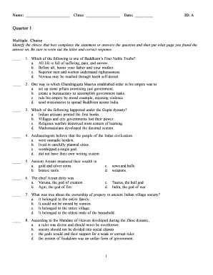 Quarter 1 Ancient History Multiple Choice Test