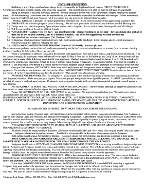 Sublease Assignment Form