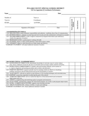 Coordinator Performance Form - Pulaski County Special School ... - pcssd