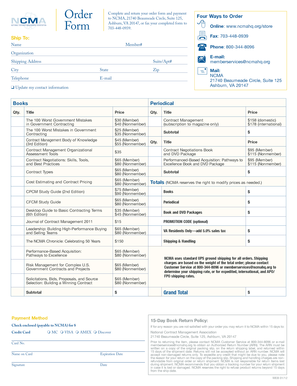 NCMA Order Form
