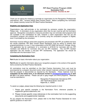 RPI Best Practice Award Nomination Form