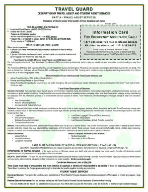 Travel Guard Student Assist Enrollment Form