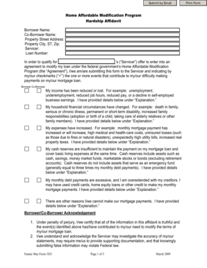 Home Affordable Modification Program Hardship Affidavit