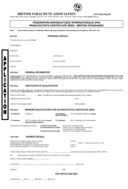 FAI Parachutist Certificate Application