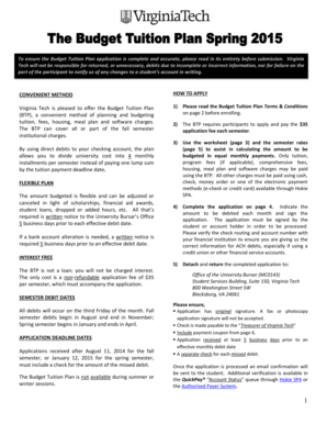 Virginia Tech Budget Tuition Plan Application