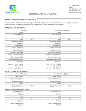 Commercial Rental Application