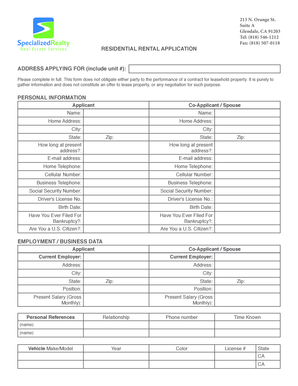 Residential Rental Application