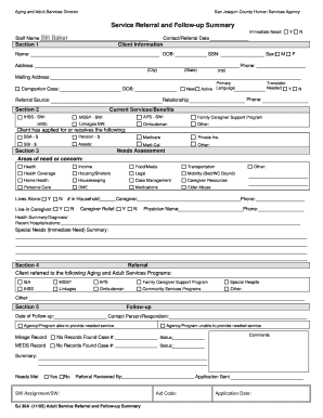 Adult Service Referral and Follow-up Summary