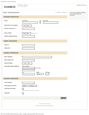 Chase Online Account Verification Form