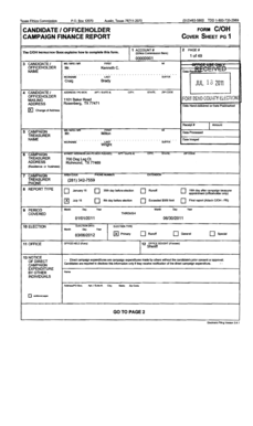 Texas Campaign Finance Report Form C/OH