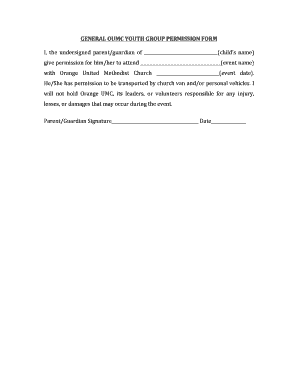 Youth Group Permission Form