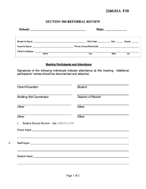 Section 504 Referral Review Form