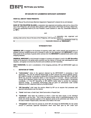 BPI Secure Pay eCommerce Merchant Agreement