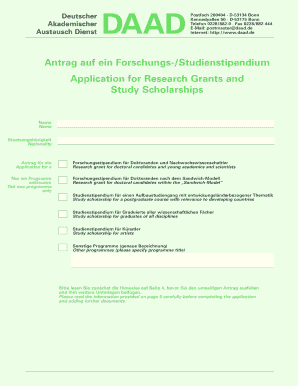 Antrag auf ein Forschungs-/Studienstipendium