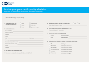 Hotel Resort Cruise Ship TV Broadcast Request Form