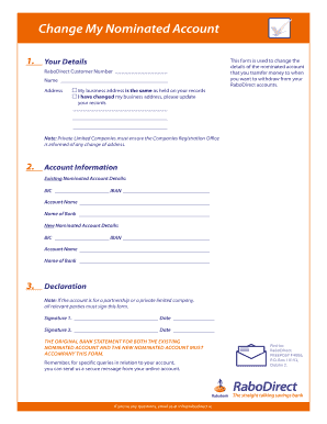 RaboDirect Nominated Account Change Form