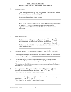 New York State Medicaid Dental Group Provider Information Request Form