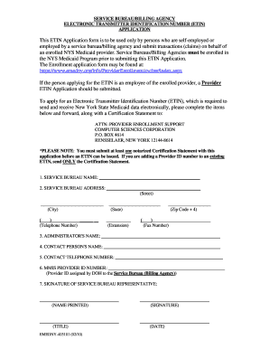 New York Medicaid ETIN Application