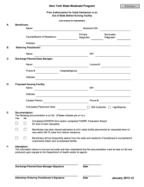 New York Medicaid Out of State Skilled Nursing Facility Authorization