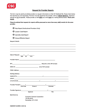 NY Medicaid Provider Report Request Form