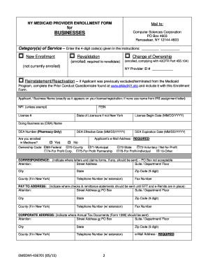 New York State Medicaid Provider Enrollment Form
