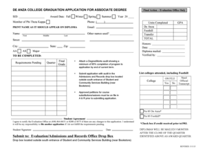 De Anza College Graduation Application for Associate Degree