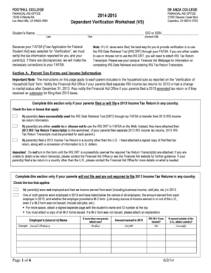 Dependent Verification Worksheet (V5)