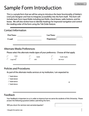 Sample Accessibility Form